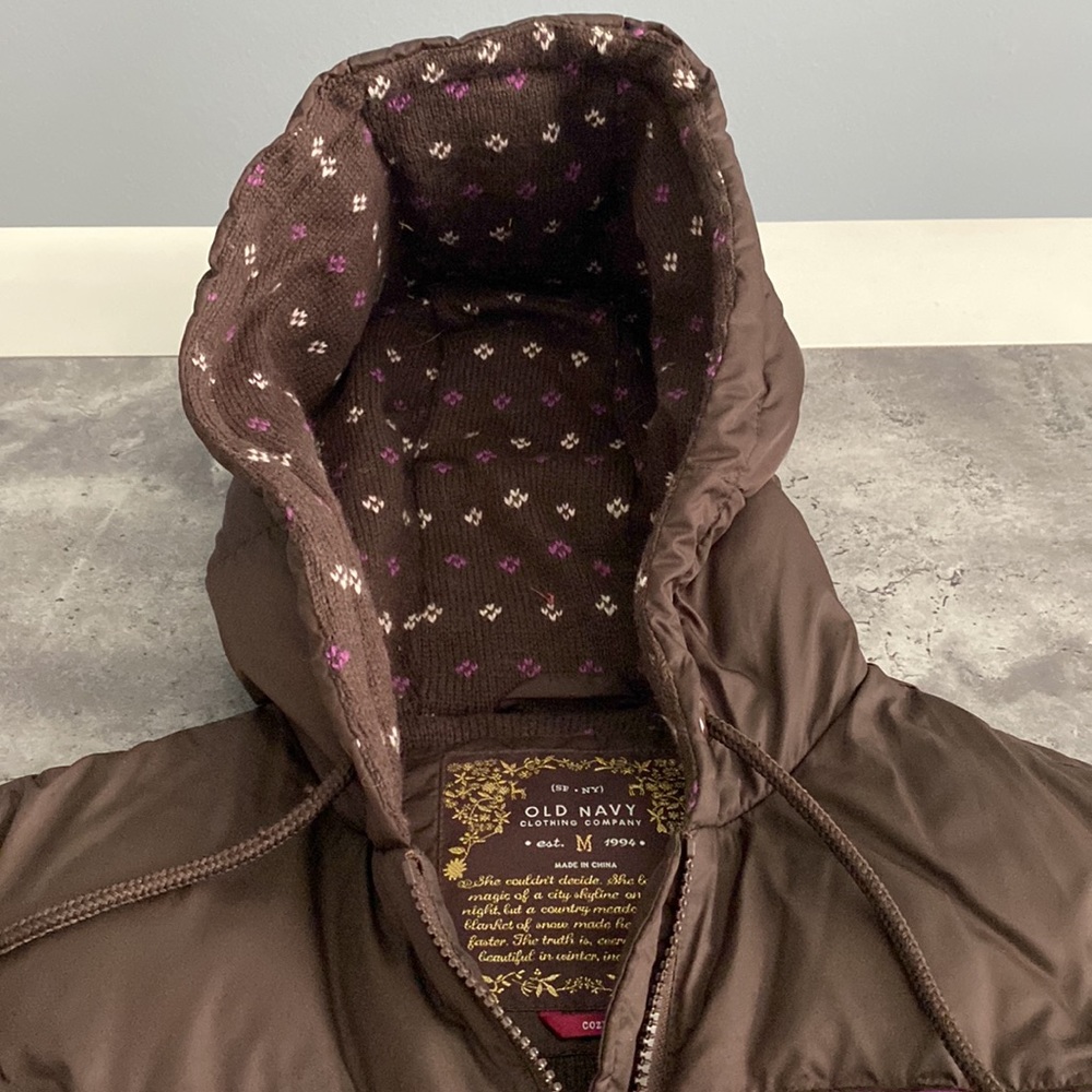 Old Navy Brown Hooded Puffer Vest - image 3